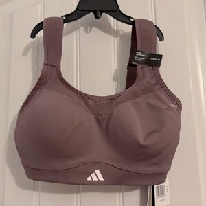 Great adidas size 2XS C D purple high support padded wide strap sports bra